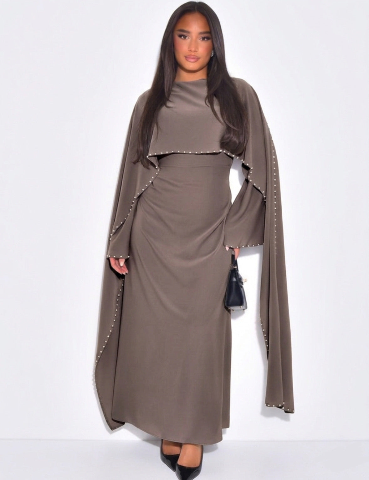 Abaya mit Perlenverziehrung & Cape