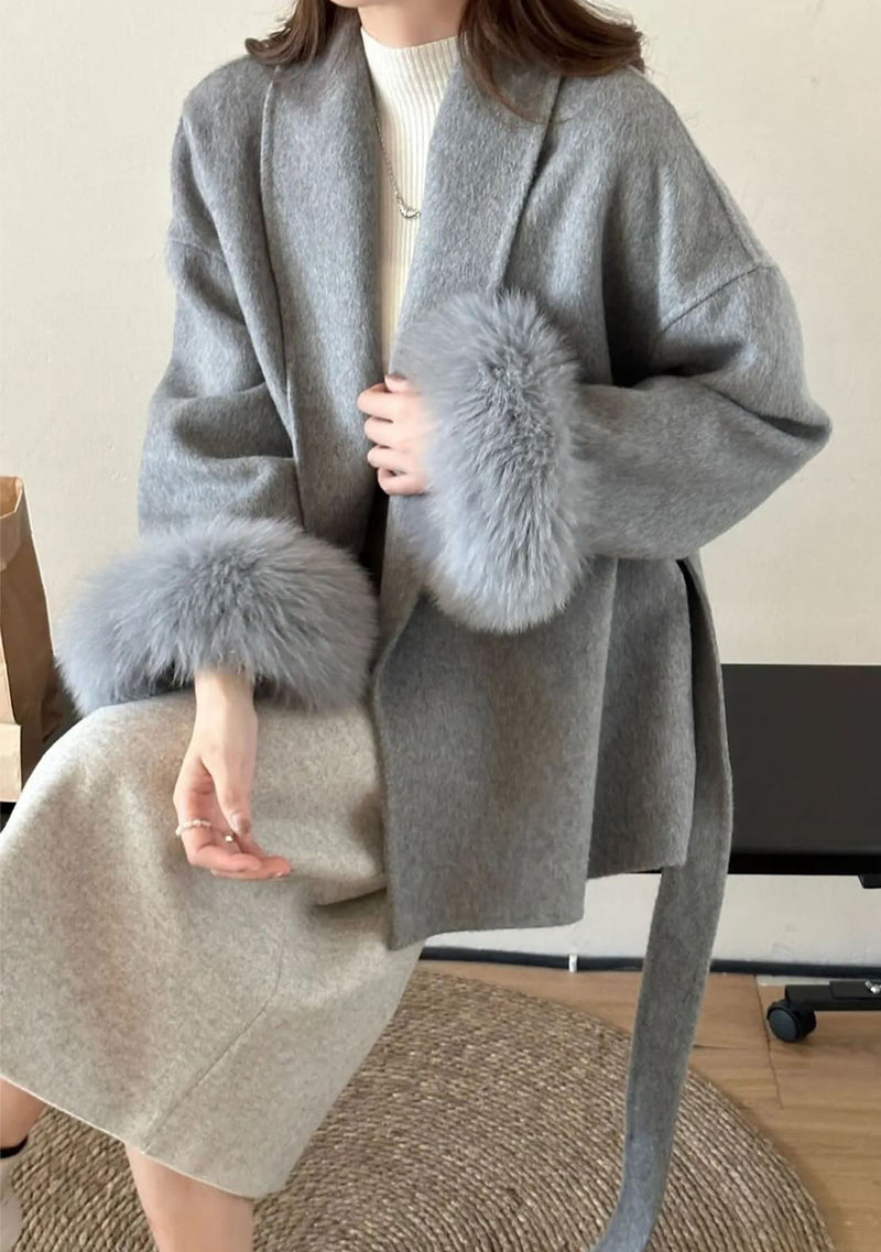 "Celine" Kurzmantel mit Fell