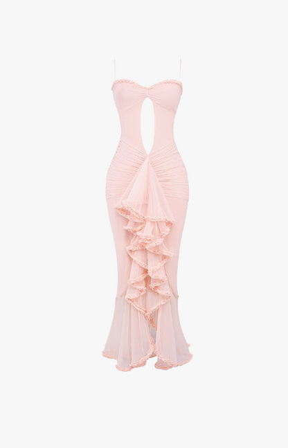 "Caroline" Maxikleid mit Volants
