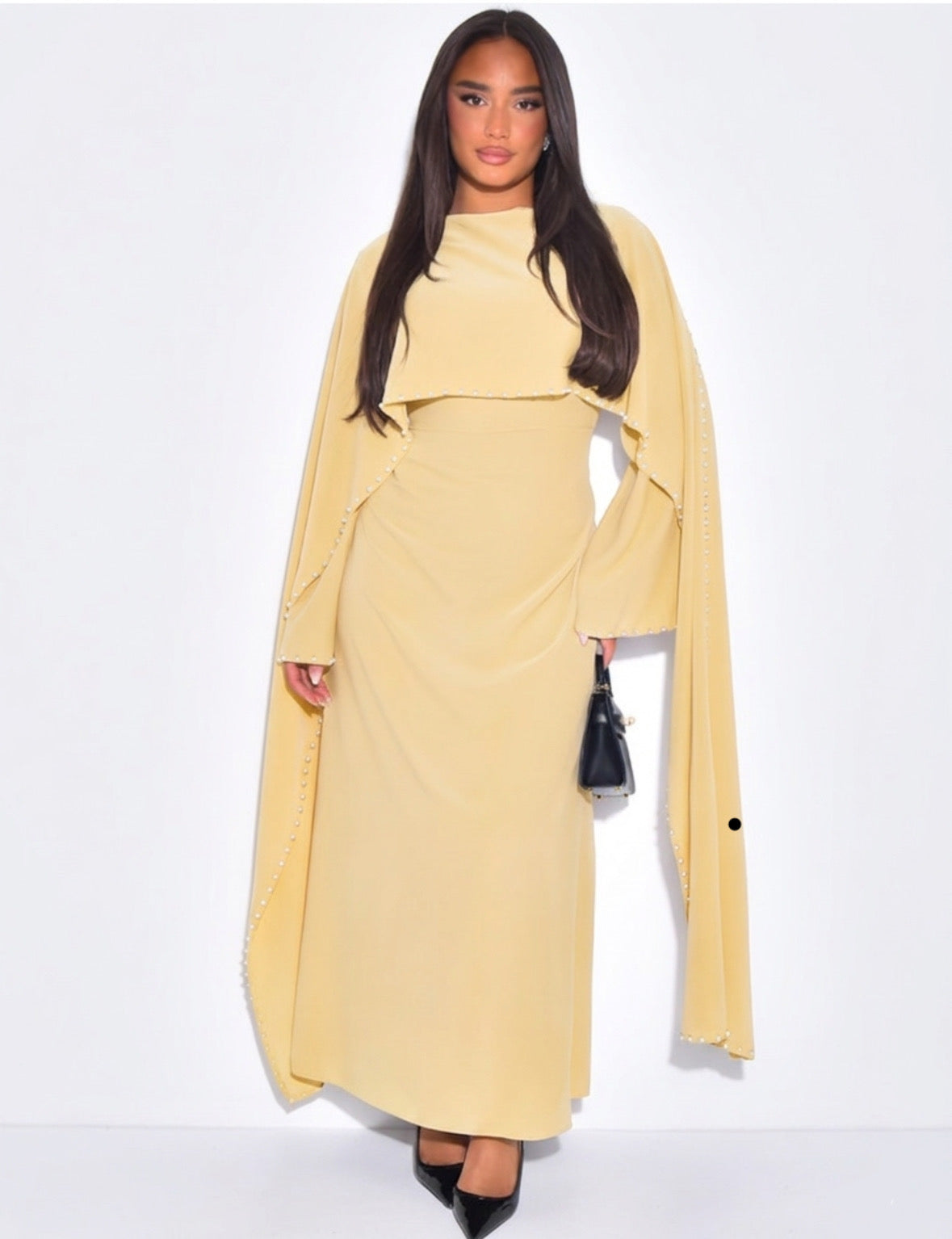 Abaya mit Perlenverziehrung & Cape