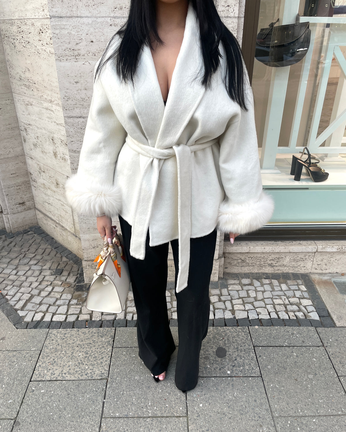 "Celine" Kurzmantel mit Fell
