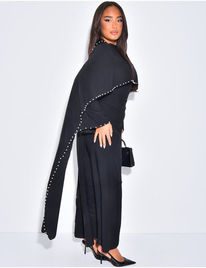 Abaya mit Perlenverziehrung & Cape