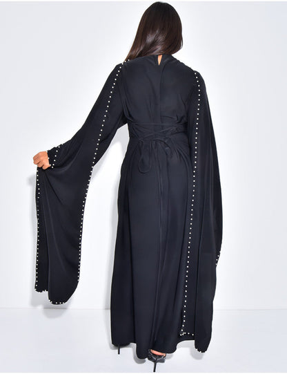 Abaya mit Perlenverziehrung & Cape
