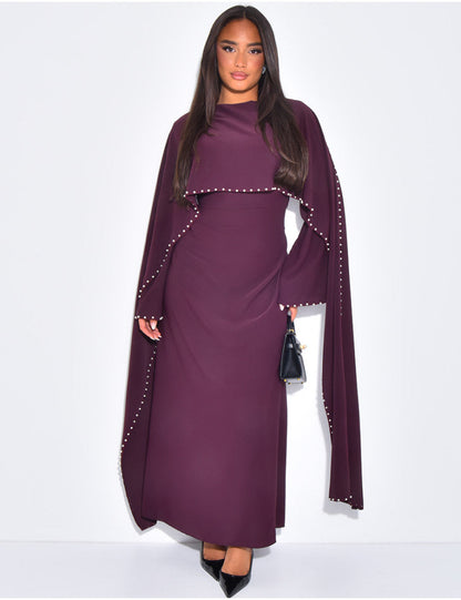 Abaya mit Perlenverziehrung & Cape