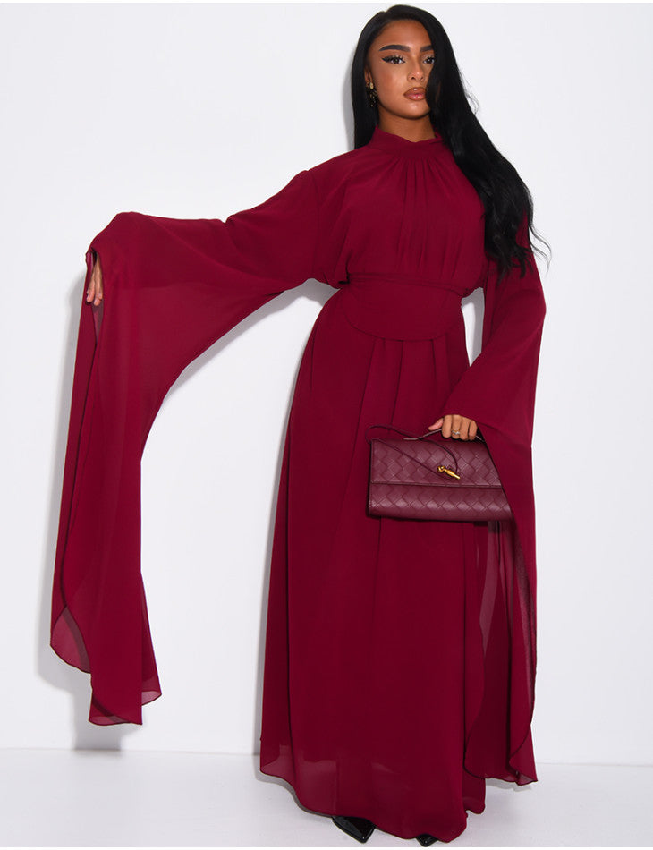 Abaya mit Stehkragen und ausgestellten Ärmeln
